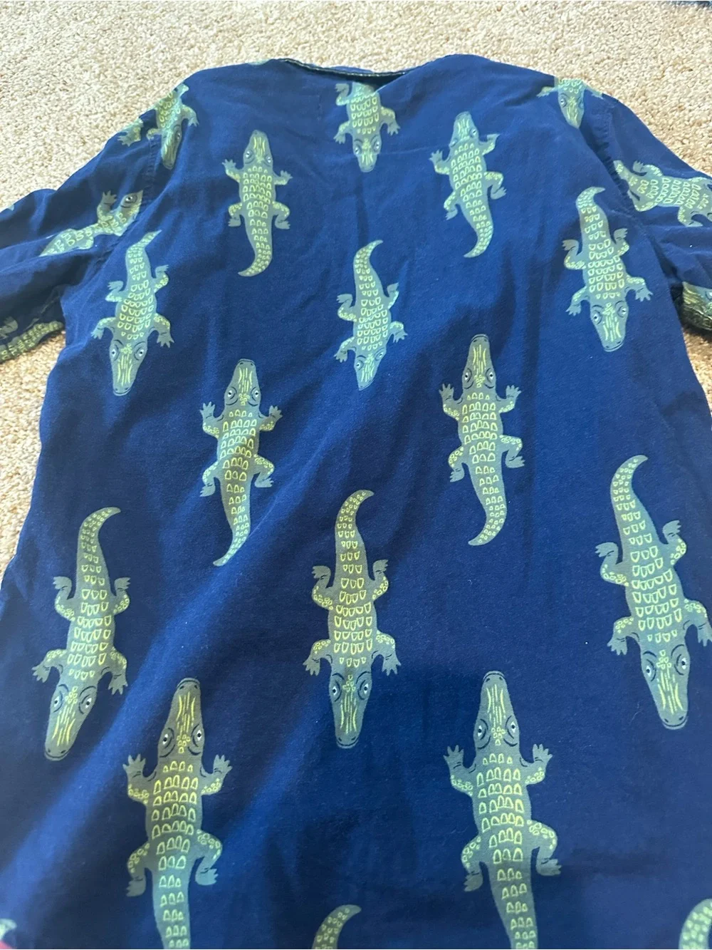 Old Navy boys Navy Button-Up Shirt with Green Alligator Print